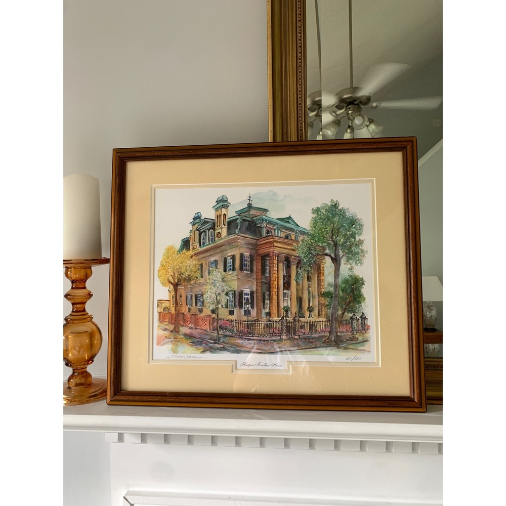 Harper Fowlkes House Savannah Signed‎ Numbered 51/500 Framed Art Print 21x17